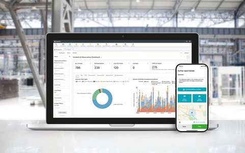 Desktop and mobile screen with Quentic software