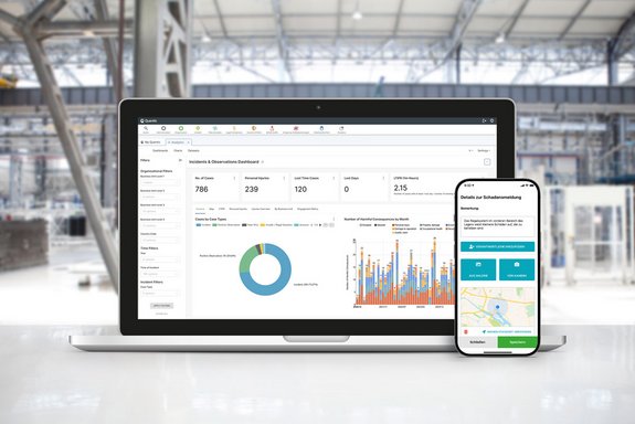Bildschirm (Desktop und Mobil) mit der Quentic Software